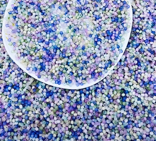 【A042】  蒼い妖精の涙 　高品質ガラスキャツアイビーズ (4MM)
