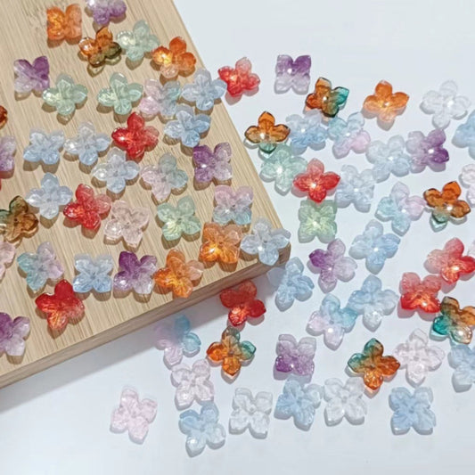 【A036】繽花晶瑩 　高品質ガラス花ビーズ